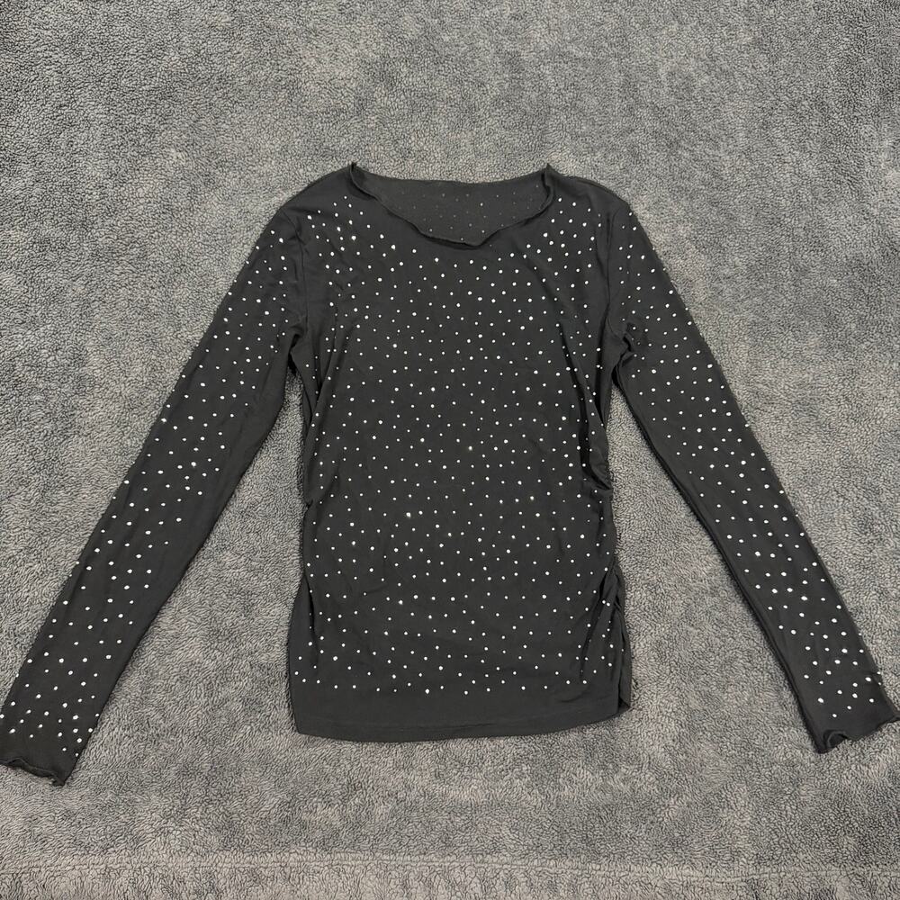 Womens Mesh Fairy Grunge Whimsigoth Studded Top S Black Gothic Witchy Concert